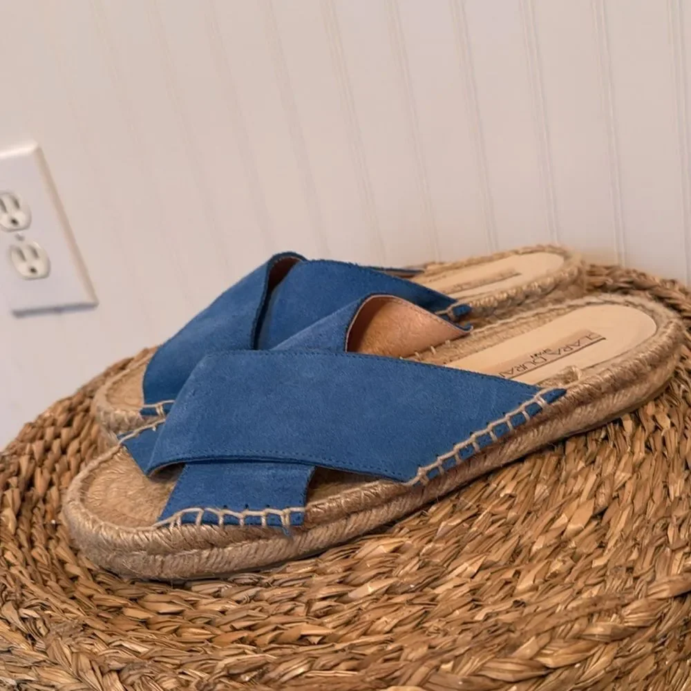 Clara Duran Spain Blue Espadrille Sandals - 37 - Good Condition